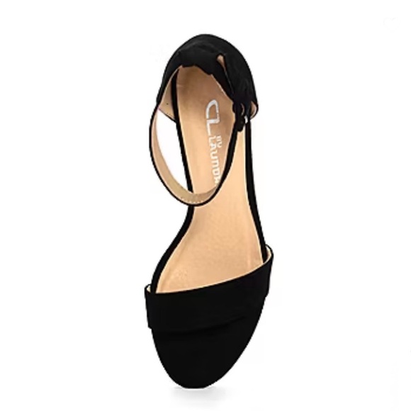CL By Laundry® Jody Heeled Sandals Black Suede Look - Picture 3 of 5